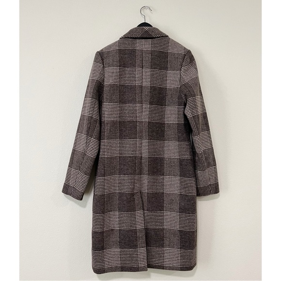 NWT Abercrombie & Fitch Size Small Brown Plaid The A&F Dad Coat Wool Blend - Picture 3 of 5